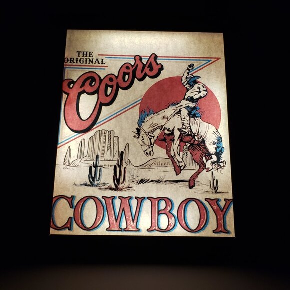 Art 9x10 The Coors The Original Cowboy Print With Back Light Battery Operated - Picture 2 of 6